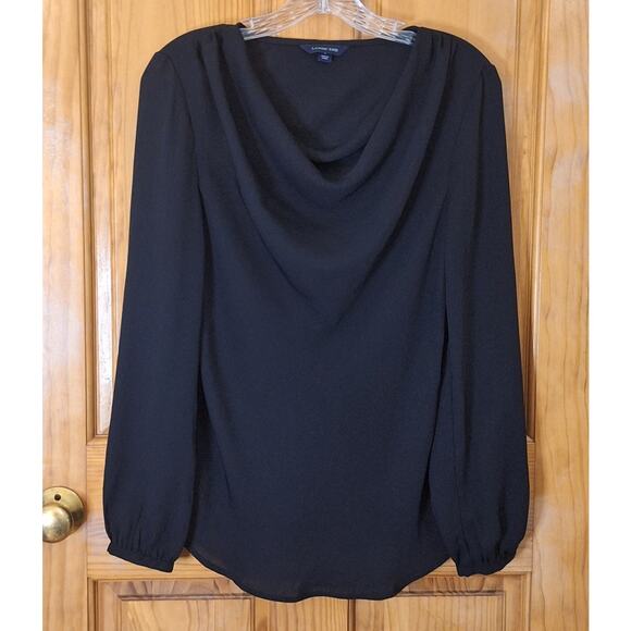 Lands' End Tops - Lands' End Blouse Women's Size 6 Black Polyester Drape Neck Evening Dinner Party